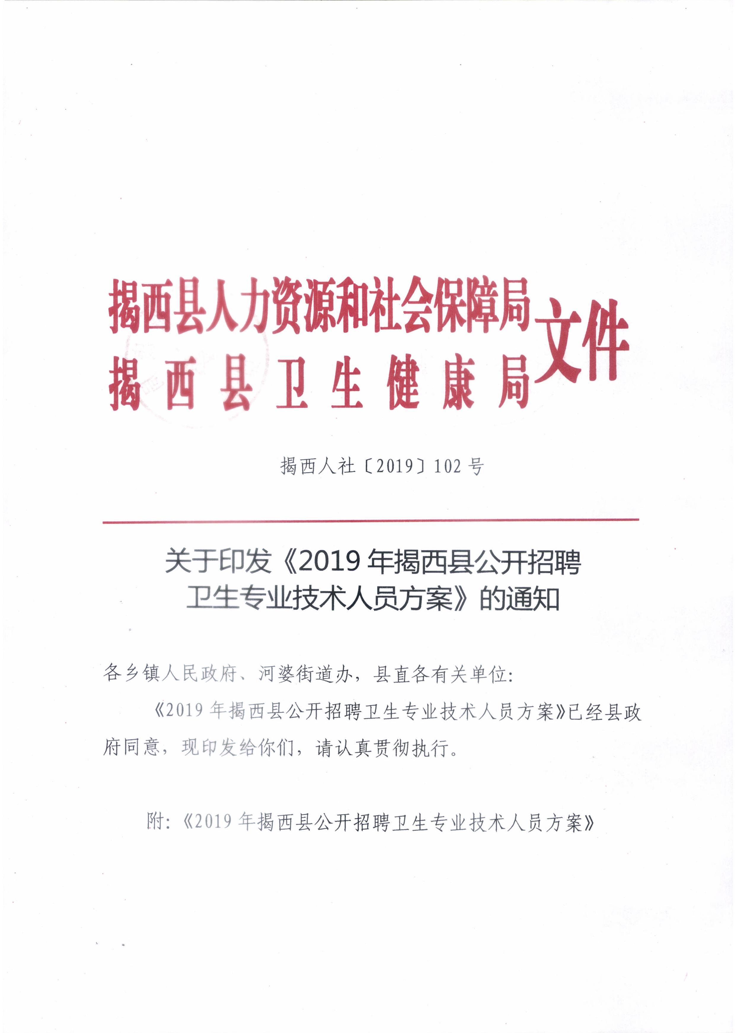 关于印发《2019年揭西县公开招聘卫生专业技术人员方案》的通知1.jpg