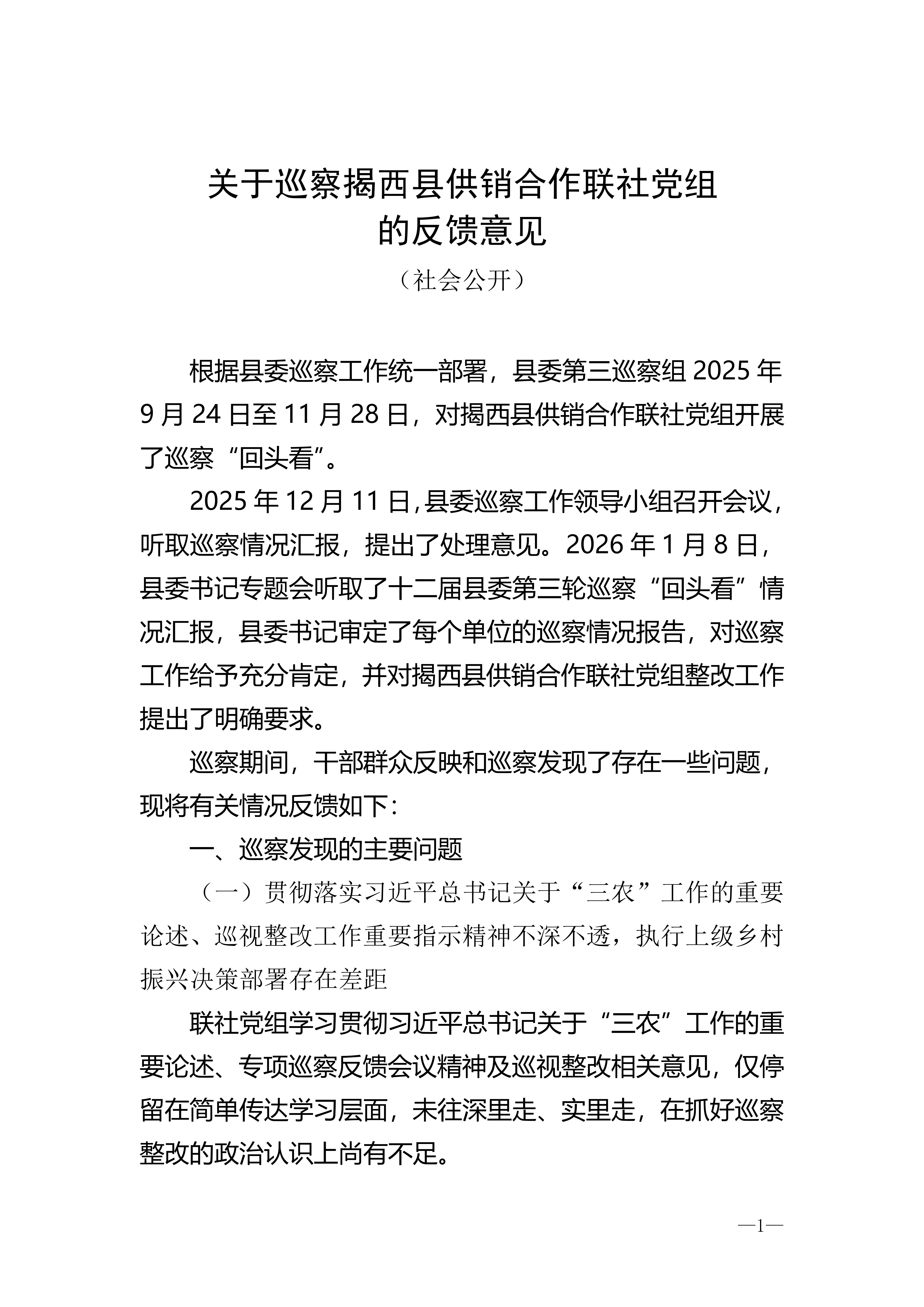 关于巡察揭西县供销合作联社党组的反馈意见_01.png